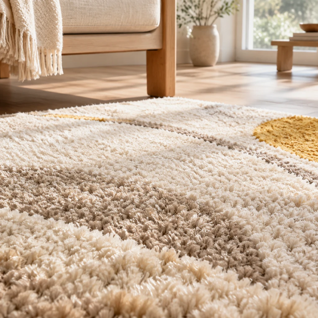Close up of deep pile rug texture
