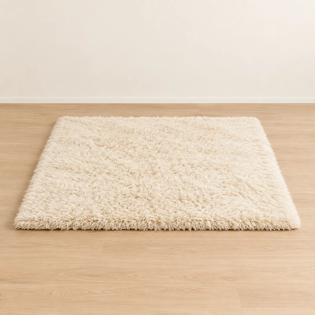 Thick shaggy bedroom rug with long soft pile